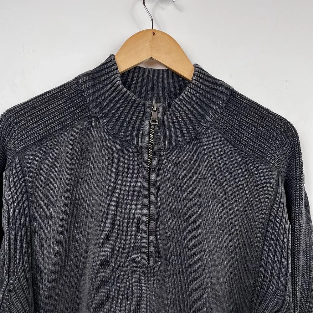 BKE 1/4 Zip Sweater Mens‎ XL Athletic Fit Black 100% Cotton Winter